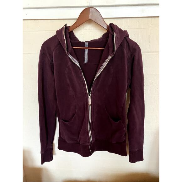 LULULEMON Zip Front Hoodie in Plum Color Sweatshirt Jacket Top Size 6 ATHLEISURE - Picture 2 of 7